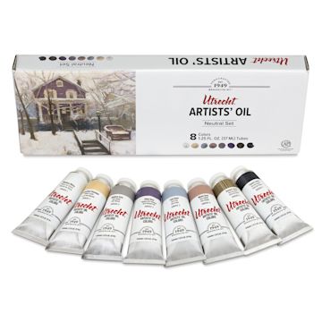 Open in modal - Utrecht Artists' Oil Paint - Set of 8, Neutral Colors, 37 ml