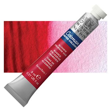 Open in modal - Winsor & Newton Cotman Watercolor - Alizarin Crimson Hue, 8 ml tube and swatch