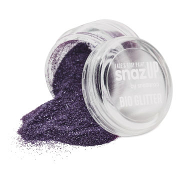 Snazaroo Face & Body Bio Glitter - Violet, Fine, 5 g (Glitter spilling out of jar)
