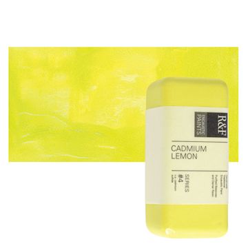 Open in modal - R&F Encaustic Paint Block - Cadmium Lemon, 104 ml block and swatch