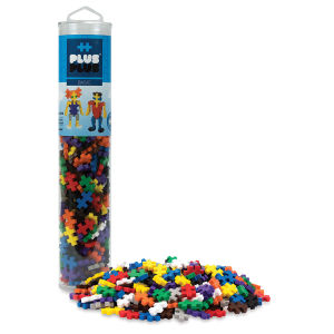 Plus-Plus Blocks - Set of 240, Basic Colors (tube packaging with puzzle pieces)