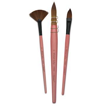 Open in modal - Dynasty Water Lily Watercolor Brushes - Set 12, Short Handle, Set of 3