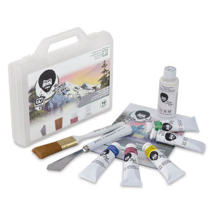 Bob Ross Basic Paint Set - Set of 5, Assorted Colors (Set contents shown with storage box)