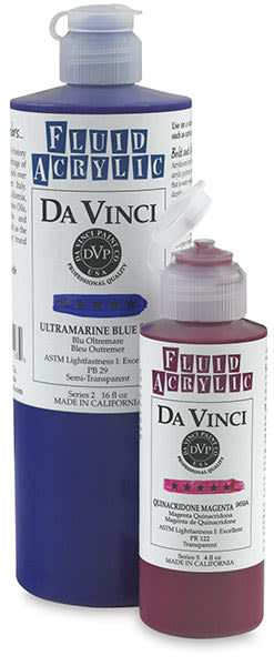 Da Vinci Fluid Acrylics - Two colors and sizes of Fluid Acrylic bottles shown
