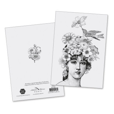 Alibabette Editions Flora Watercolor Card (front and back of card)