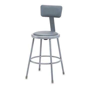 Open in modal - National Public Seating Corp. Padded Stool with Backrest - 24", Grey