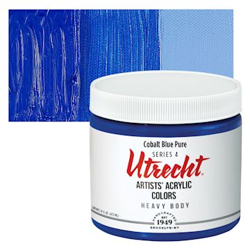 Open in modal - Utrecht Artists' Acrylic Paint - Cobalt Blue, Pint and swatch