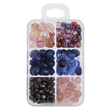 Open in modal - John Bead Czech Glass Bead Recipe Box - Mixed Berry - back