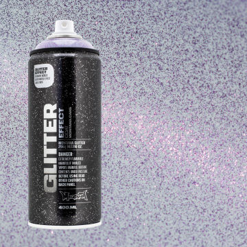 Montana Glitter Effect Spray Paint - Glitter Amethyst can with swatch