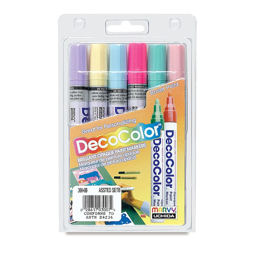 Decocolor Paint Markers Pastel Colors, Broad Tip, Set of 6 BLICK Art