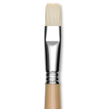 Open in modal - Escoda Clasico Chungking White Bristle Brush - Bright, Long Handle, Size 16 close up