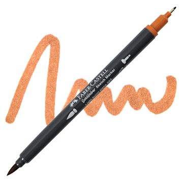 Open in modal - Faber-Castell Goldfaber Sketch Dual-Tip Marker - 383 Light Burnt Sienna, swatch and marker