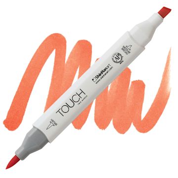 Open in modal - ShinHan Touch Twin Brush Marker - Tiger Lily YR211 marker and swatch