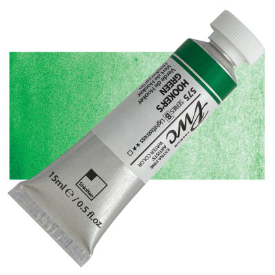 PWC Extra Fine Professional Watercolor - Hooker's Green, 15 ml, Swatch with Tube