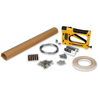 Logan Frame Finishing Kit - Components of Kit shown including Point driver, paper, tape and more