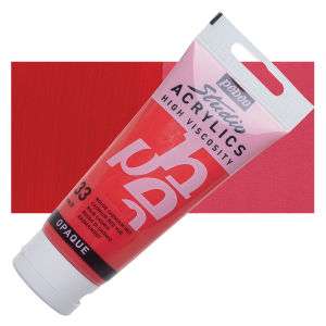 Pebeo High Viscosity Acrylics - Cadmium Red Hue, 100 ml, Swatch with Tube