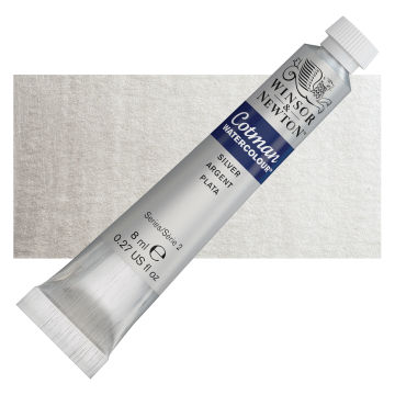 Winsor & Newton Cotman Watercolors - Silver, 8 ml, Tube with Swatch