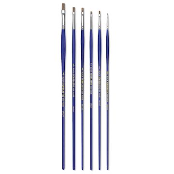 Open in modal - Blick Scholastic Ox Hair Brush Set - Bright, Long Handle, Set of 6