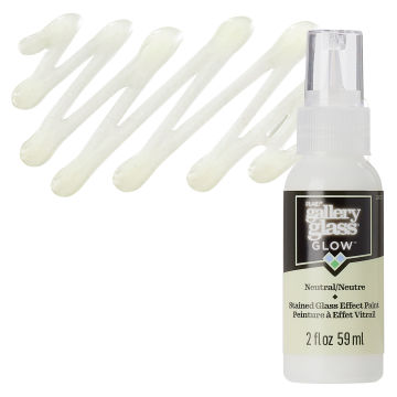 Gallery Glass Paint - Glow in the Dark, 2 oz swatch with bottle