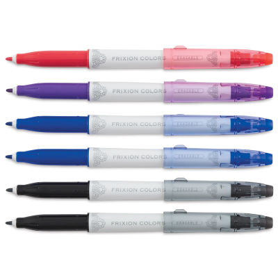 Pilot Frixion Colors Marker Pen Sets - 6 pc Set of Essential colors, uncapped and horizontal