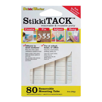 StikkiWorks StikkiTack Adhesive Putty - Pkg of 80, front of packaging. 