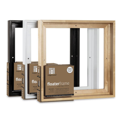 Ampersand FloaterFrames - Left Angle of Bold Face Black, White and Maple frames