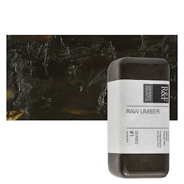 Open in modal - R&F Encaustic Paint Block - Raw Umber, 104 ml block and swatch