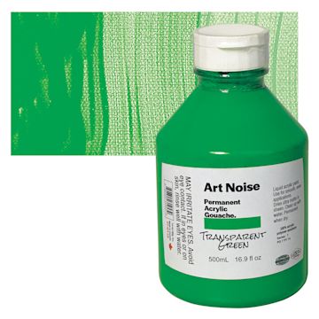 Open in modal - Tri-Art Art Noise Permanent Acrylic Gouache - Transparent Green, 500 ml, Bottle and swatch