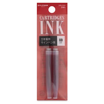 Open in modal - Platinum Pen Ink Cartridges - Red, Pkg of 2, front of package