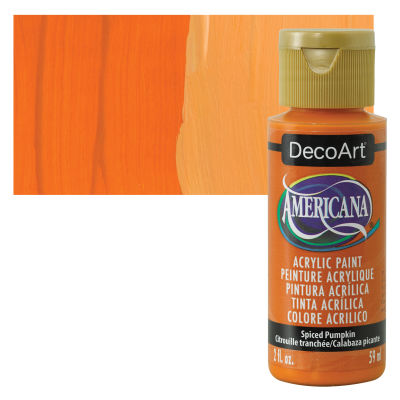 DecoArt Americana Acrylic Paint - Spice Pumpkin, 2 oz, Swatch with bottle
