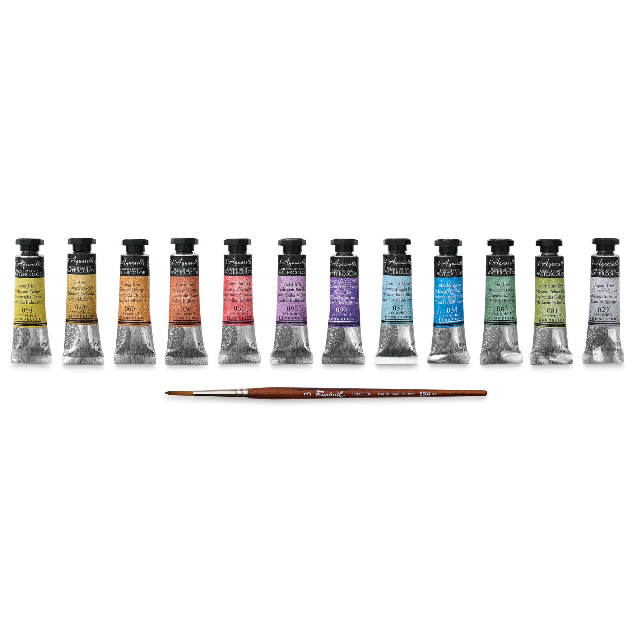 Sennelier French Artists' Watercolor Set - Iridescent, Metal Case, Set of  12 colors, 10 ml tubes 