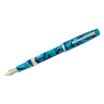 Open in modal - Noodler's Ink Konrad Acrylic Flex Fountain Pen - Marbled Marianas, cap off