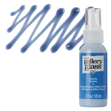 Gallery Glass Paint - Denim, 2 oz swatch with bottle