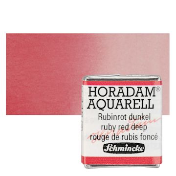 Open in modal - Schmincke Horadam Aquarell Watercolor - Ruby Red Deep, Half Pan and swatch