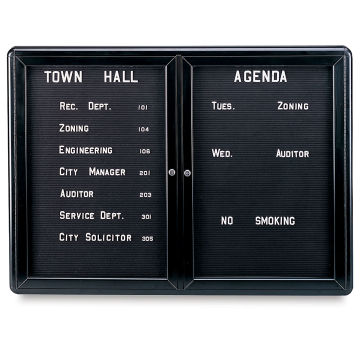 Ghent Ovation Letterboard Message Center in black with two doors 