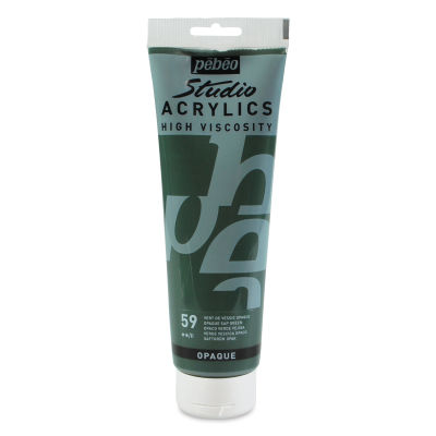 Pebeo High Viscosity Acrylics - Opaque Sap Green, 250 ml, Tube with Swatch