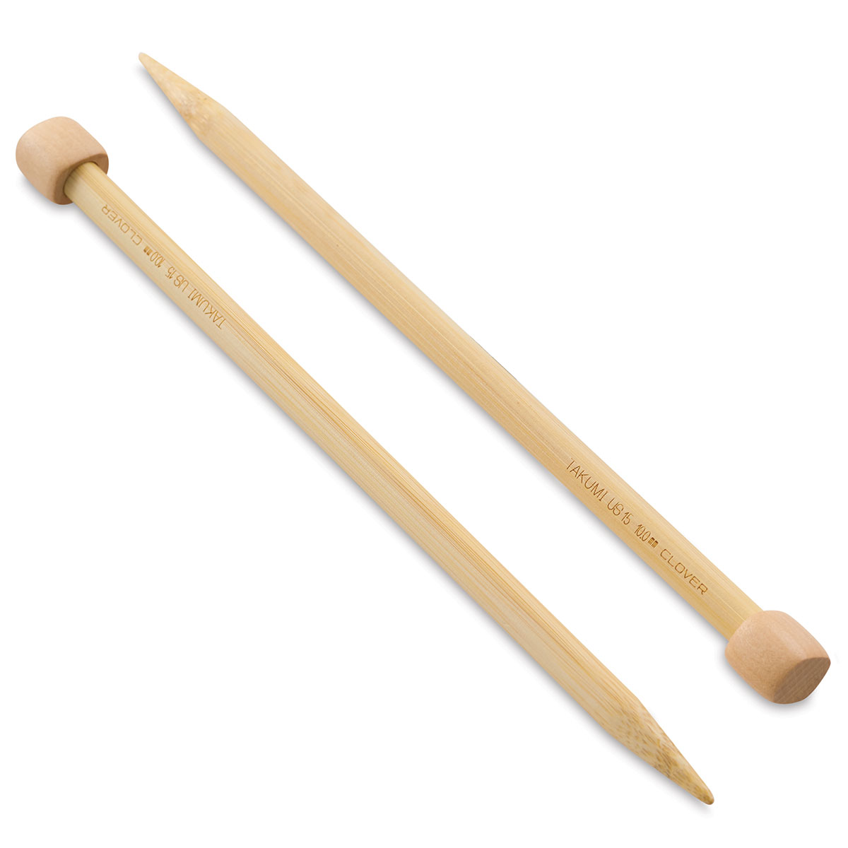 Clover Takumi Bamboo Single Point Knitting Needles - 9 inch Size 15