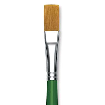 Open in modal - Blick Economy Golden Taklon Brush - Flat, Long Handle, Size 14 close up