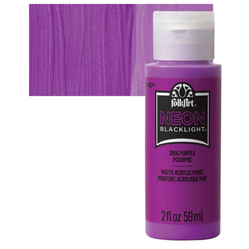 FolkArt Multi-Surface Neon Blacklight Acrylic Paint - Purple, 2 oz, Bottle