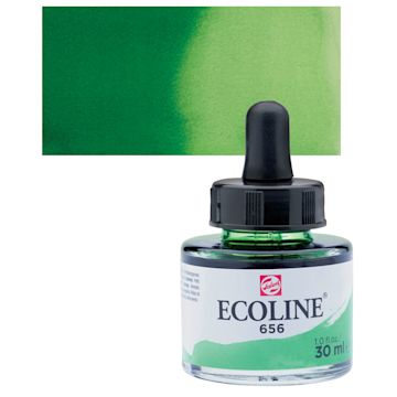 Open in modal - Ecoline Liquid Watercolor with Dropper - Forest Green, 30 ml jar and swatch