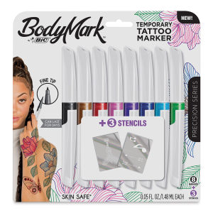Bic BodyMark Fine Tip Temporary Tattoo Markers - Set of 8, Assorted Colors (In packaging)