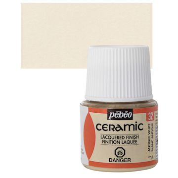 Open in modal - Pebeo Ceramic Paint - Antique White, 45 ml bottle and swatch