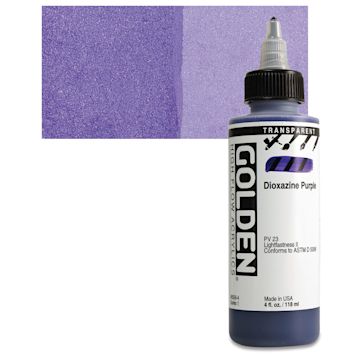 Open in modal - Golden High Flow Acrylic Paint - Transparent Dioxazine Purple, 4 oz bottle and swatch