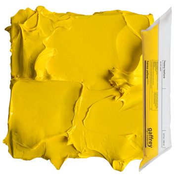 Open in modal - Gaffrey Heavy Body Texture Acrylic Paint - Hansa Yellow Midtone, 32 oz pouch and swatch