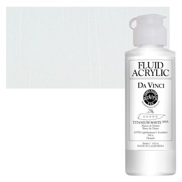 Open in modal - Da Vinci Fluid Acrylic Paint - Titanium White, 4 oz bottle and swatch