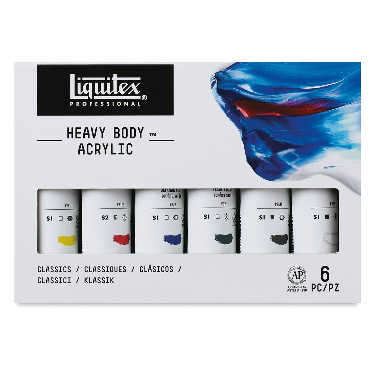 Liquitex Professional Heavy Body Acrylic Paint, 6 x 22ml (0.74-oz) Color  Set,Blue,Green,White