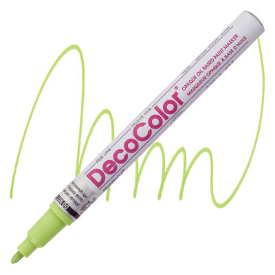 Decocolor Paint Marker - Lime Green, Fine Tip (Swatch and Marker)