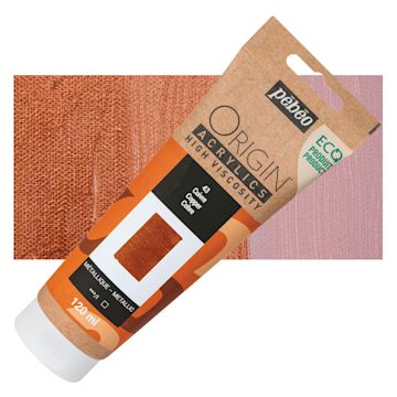Open in modal - Pebeo Origin Acrylic Paint - Copper, 120 ml tube and swatch