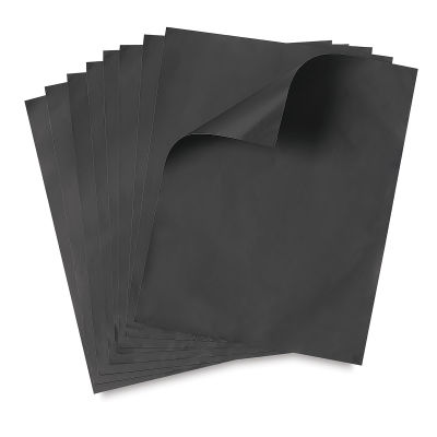 Amaco ArtEmboss Soft Metal Sheets - Lightweight all black sheets shown in fan