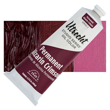 Open in modal - Utrecht Studio Series Oil Paint - Permanent Alizarin Crimson, 200 ml tube and swatch